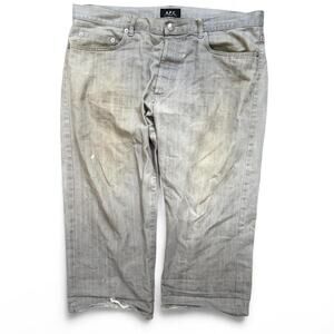 A.P.C. Cropped Designer Grunge Gray Mens 33x20 Distressed Jean Shorts